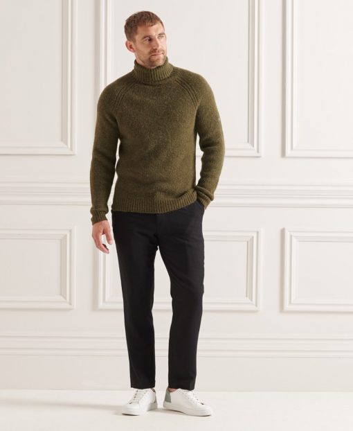 Superdry Studios Chunky Roll Neck Jumper Dark Moss