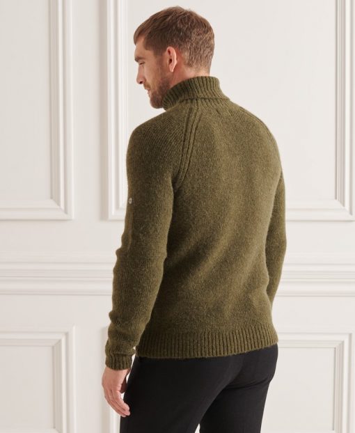 Superdry Studios Chunky Roll Neck Jumper Dark Moss