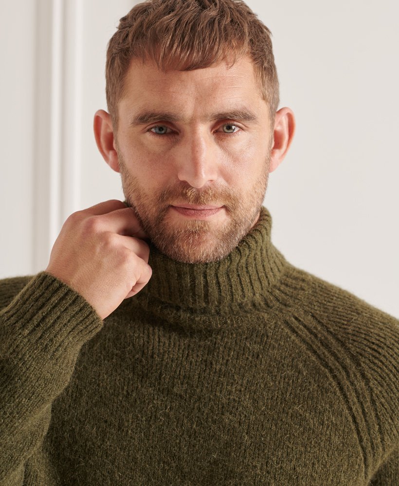 Buy Superdry Studios Chunky Roll Neck Jumper Dark Moss Scandinavian Fashion Store