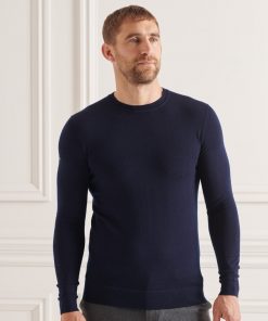 Superdry Studios Merino Crew Jumper Carbon Navy