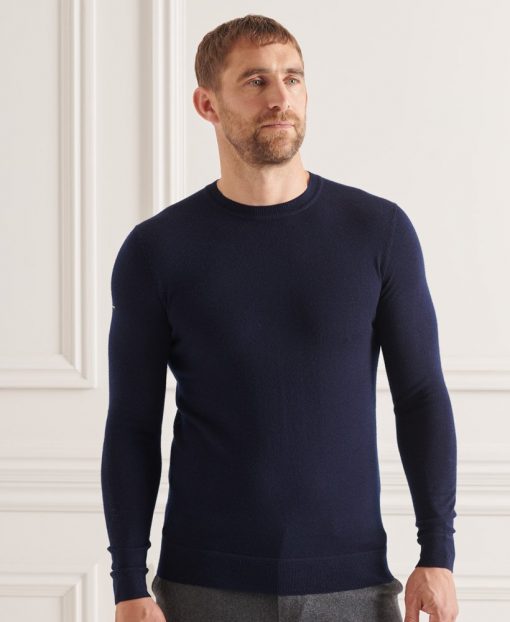 Superdry Studios Merino Crew Jumper Carbon Navy