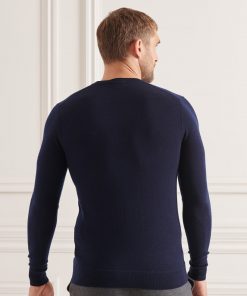 Superdry Studios Merino Crew Jumper Carbon Navy