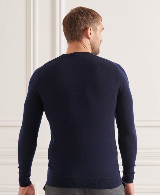 Superdry Studios Merino Crew Jumper Carbon Navy