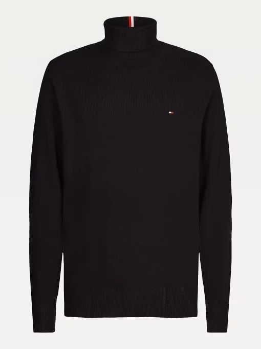 Tommy Hilfiger Pima Cotton Cashmere Roll Neck Jumper Black