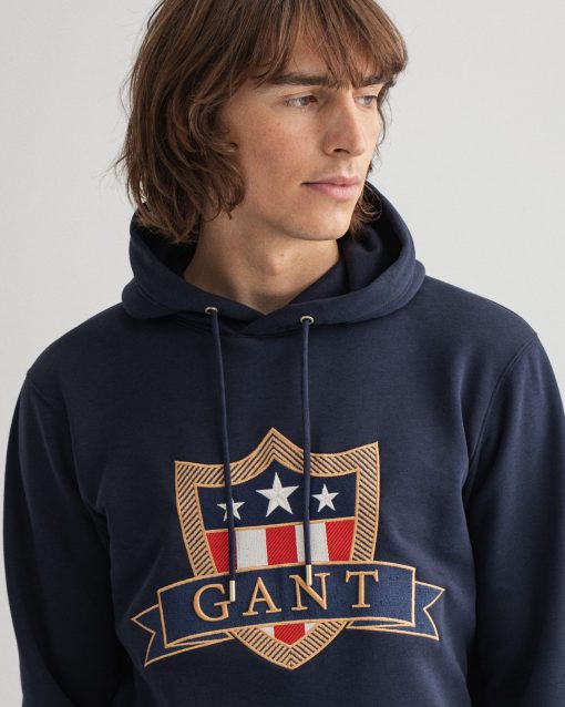 Gant Banner Shield Hood Evening Blue