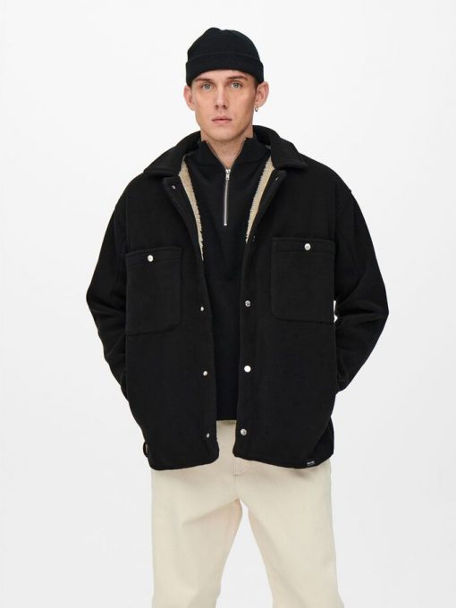 Only & Sons Fleece Jacket Black
