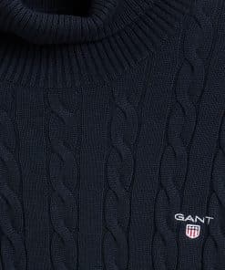 Gant Cotton Cable Turtleneck Evening Blue