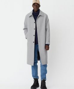 Les Deux Morgan Wool Car Coat Light Grey Melange