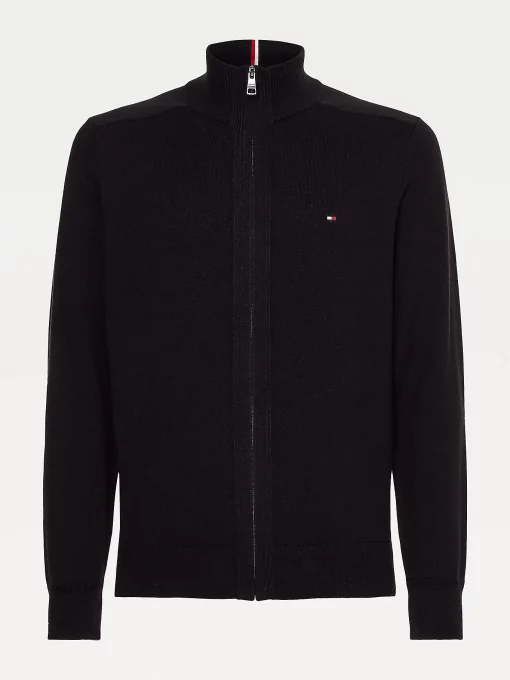 Tommy Hilfiger Pima Cotton Cashmere Zip Cardigan Black