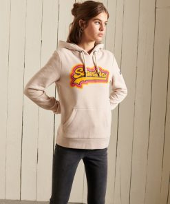 Superdry Vintage Logo Rainbow Hoodie Oatmeal