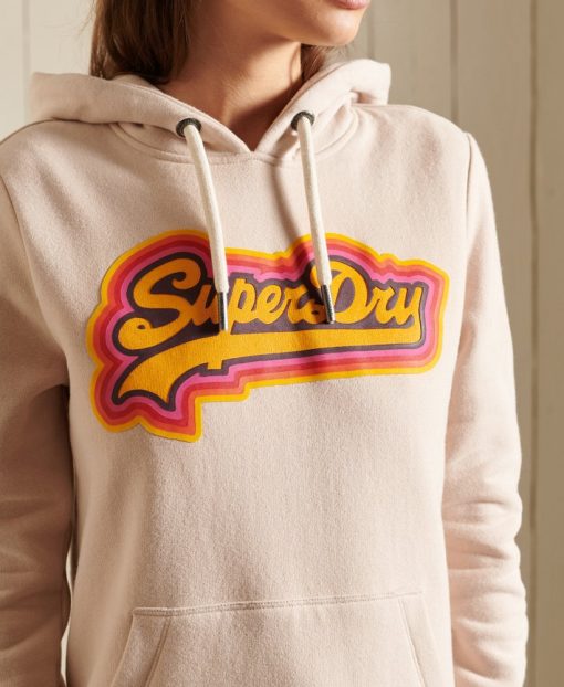 Superdry Vintage Logo Rainbow Hoodie Oatmeal