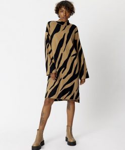 Gestuz Talligz Jacquard Long Pullover Maxi Zebra Tiger's Eye