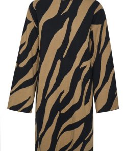 Gestuz Talligz Jacquard Long Pullover Maxi Zebra Tiger's Eye