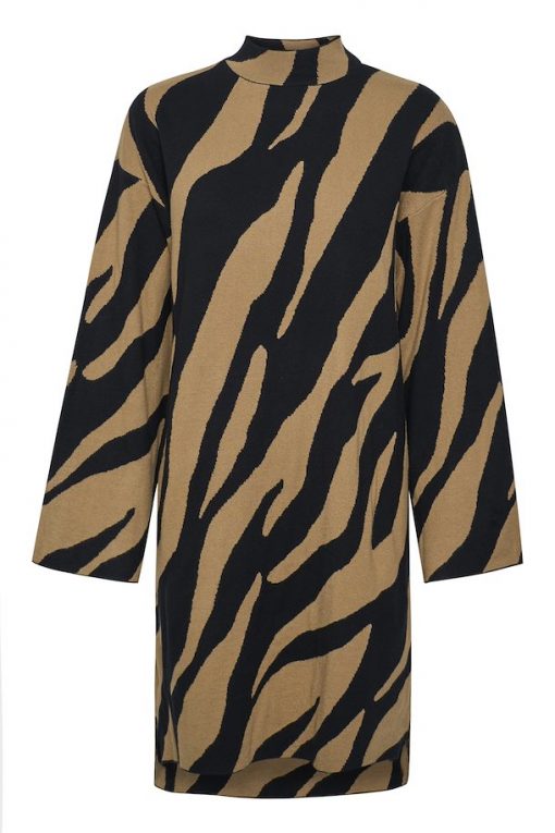 Gestuz Talligz Jacquard Long Pullover Maxi Zebra Tiger's Eye