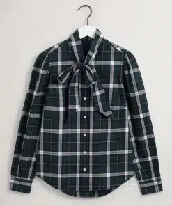 Gant Woman Bow Check Puff Shirt Tartan Green