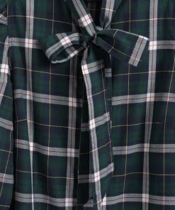 Gant Woman Bow Check Puff Shirt Tartan Green