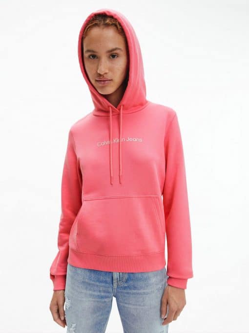 Calvin Klein Shrunken Institutional Hoodie Lipstick PInk