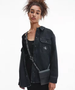 Calvin Klein Padded Overshirt Denim Black