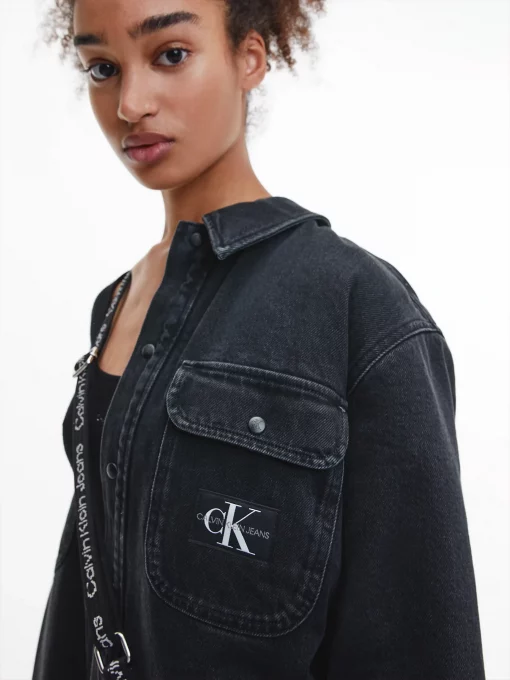 Calvin Klein Padded Overshirt Denim Black