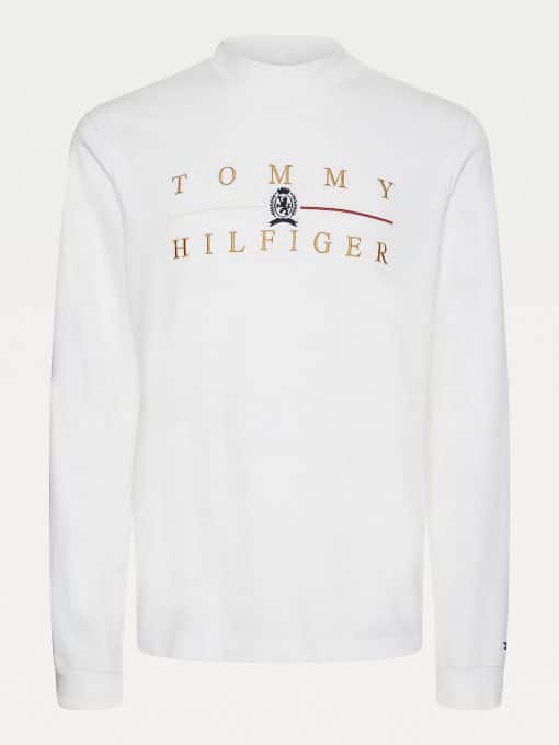 Tommy Hilfiger Icons Mock Neck Long Sleeve T-shirt White