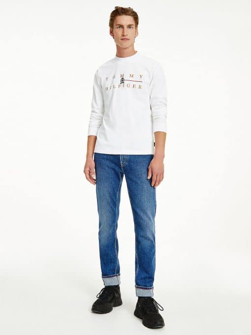 Tommy Hilfiger Icons Mock Neck Long Sleeve T-shirt White