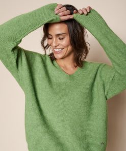 Mos Mosh Thora V-neck Knit Forest Green