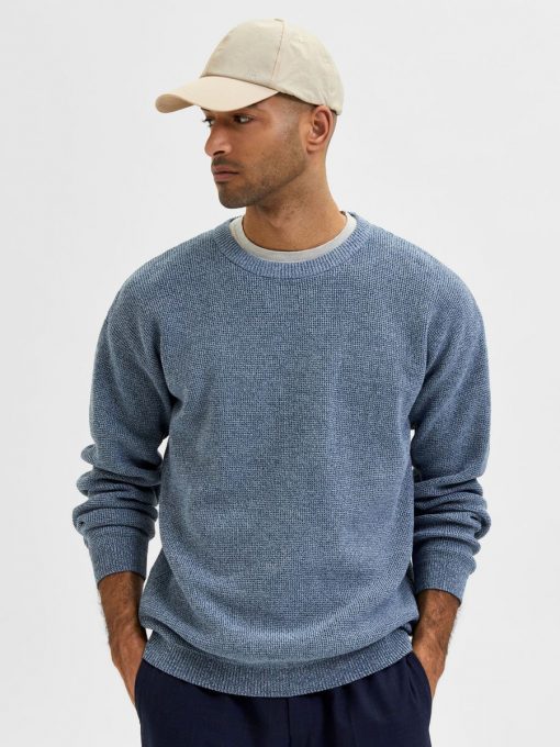 Selected Homme Robert Knit Crew Blue Fog