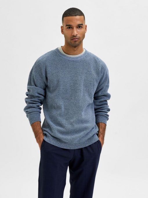 Selected Homme Robert Knit Crew Blue Fog