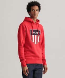 Gant Retro Shield Sweat Hoodie Bright Red