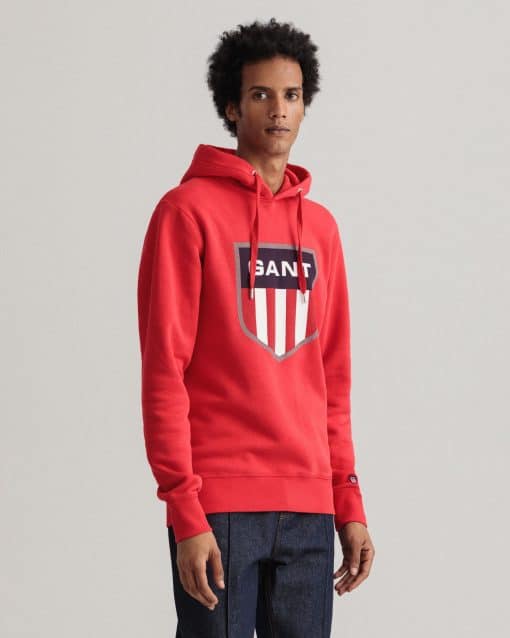 Gant Retro Shield Sweat Hoodie Bright Red