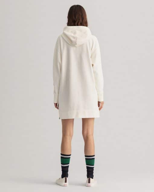 Gant Woman Retro Shield Hoodie Dress Eggshell