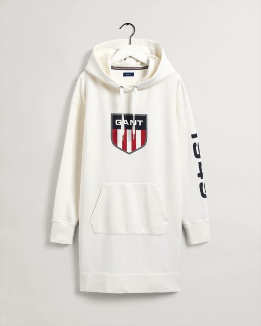 Gant Woman Retro Shield Hoodie Dress Eggshell