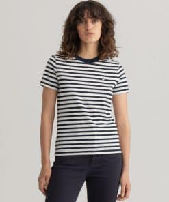 Gant Woman Icon G Striped T-shirt Evening Blue