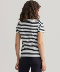 Gant Woman Icon G Striped T-shirt Evening Blue