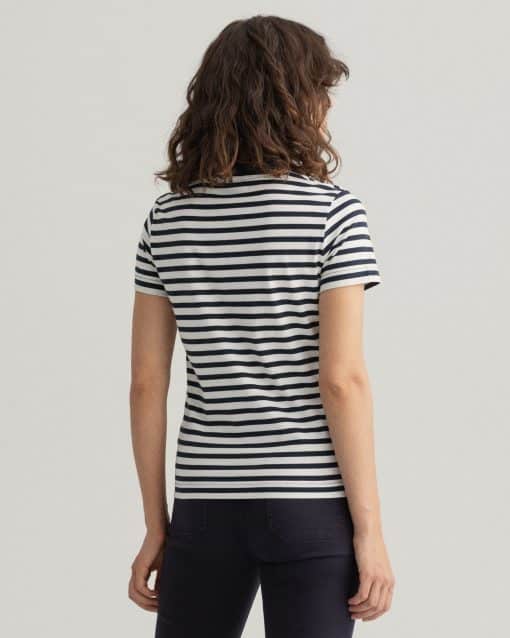 Gant Woman Icon G Striped T-shirt Evening Blue
