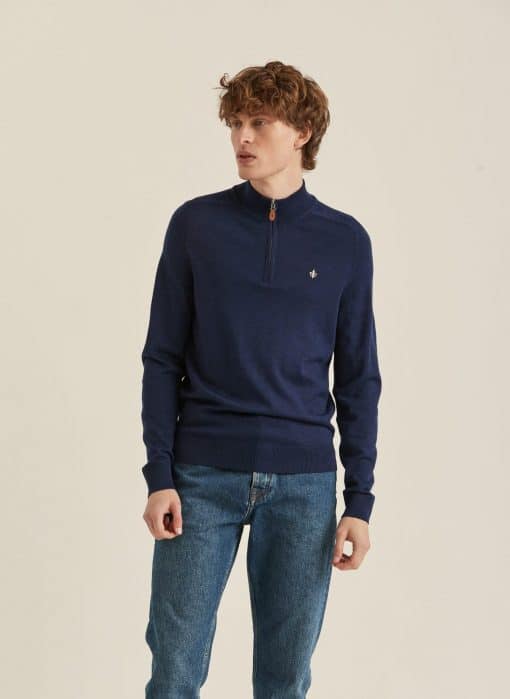 Morris Stockholm Merino John Zip Blue