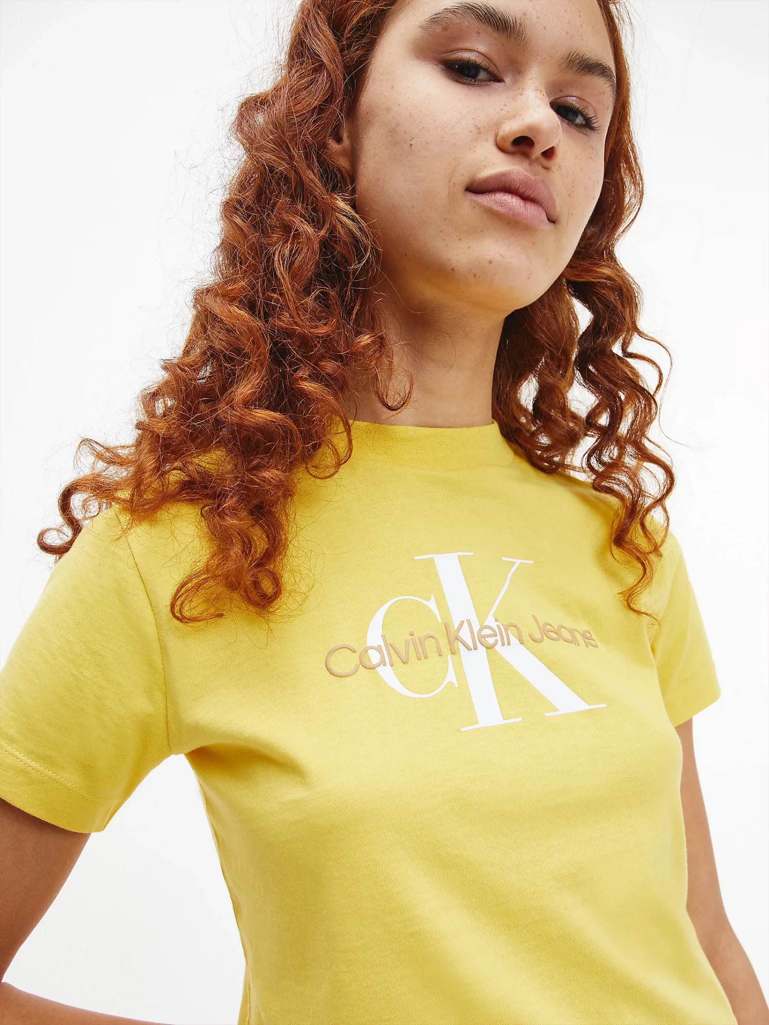 Buy Calvin Klein Monogram Baby Tee Super Yellow Scandinavian Fashion Store