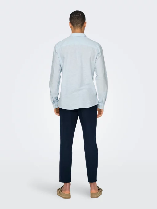 Only & Sons Caiden Solid Linen Shirt Cashmere Blue