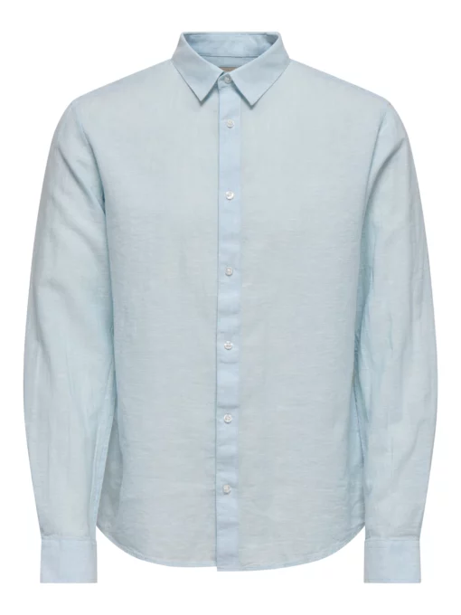 Only & Sons Caiden Solid Linen Shirt Cashmere Blue