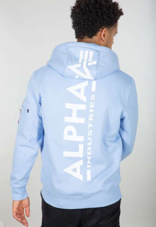Alpha Industries Back Print Hoody Light Blue