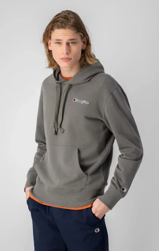 Champion Script Logo Hoodie Dark Grey