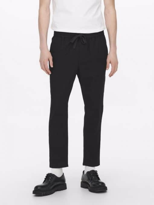 Only & Sons Linus Crop Linen Pants Black
