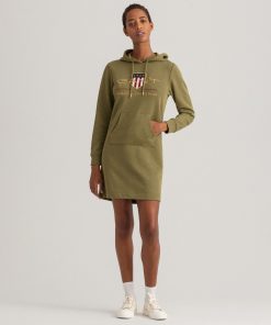 Gant Woman Archive Shield Hoodie Dress Utility Green