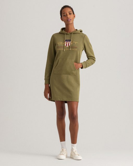 Gant Woman Archive Shield Hoodie Dress  Utility Green