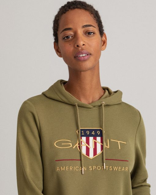 Gant Woman Archive Shield Hoodie Dress  Utility Green