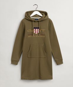 Gant Woman Archive Shield Hoodie Dress Utility Green