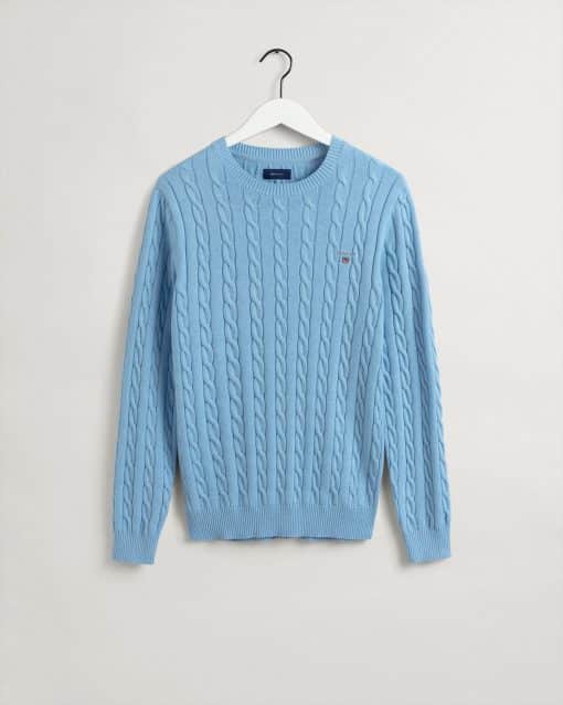 Gant Cotton Cable C-Neck Lake Blue Melange