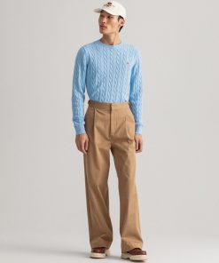 Gant Cotton Cable C-Neck Lake Blue Melange