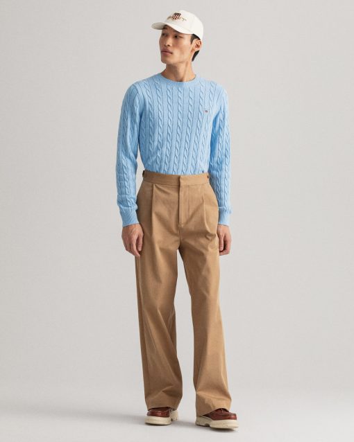 Gant Cotton Cable C-Neck Lake Blue Melange