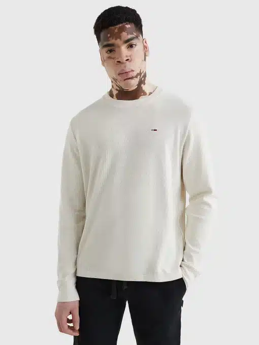 Tommy Jeans Waffle Snit Jumper Ancient White Htr